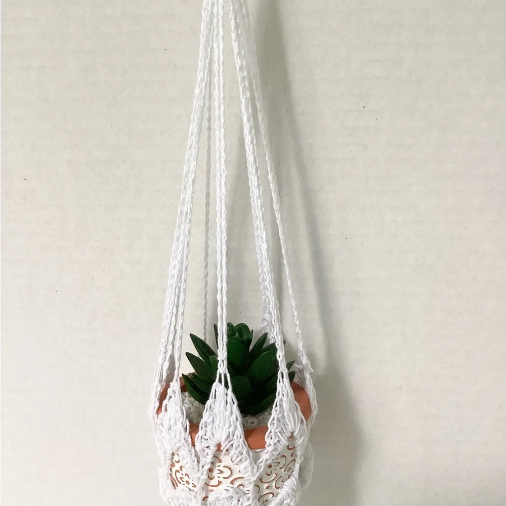 Plant Hanger Mini Hand Crafted White Terrarium Necessity Boho Dorm Botanical - Picture 5 of 15